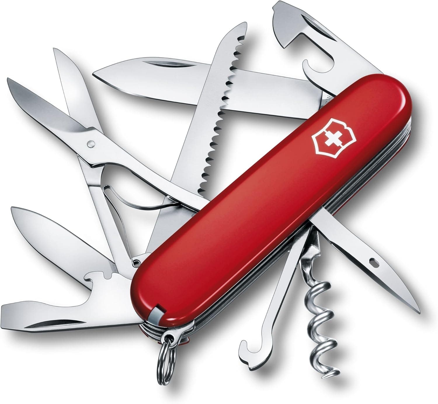Victorinox Huntsman Swiss Army Knife, 15 Functions, Swiss Made Pocket Knife - Red