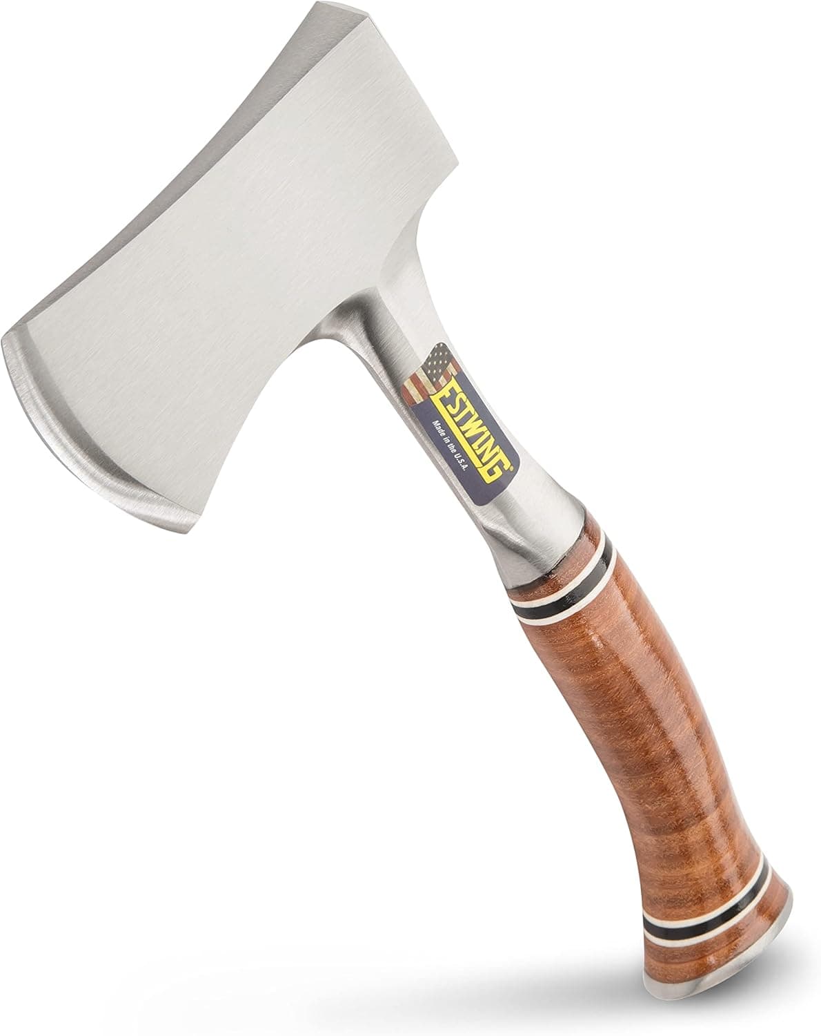 ESTWING Sportsman's Axe - 12" USA Made Camping Hatchet with Forged Steel Construction & Leather