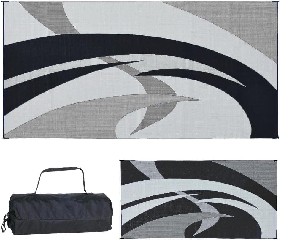 Stylish Camping 159185 9x18 ft Reversible Plastic Straw Outdoor Mat