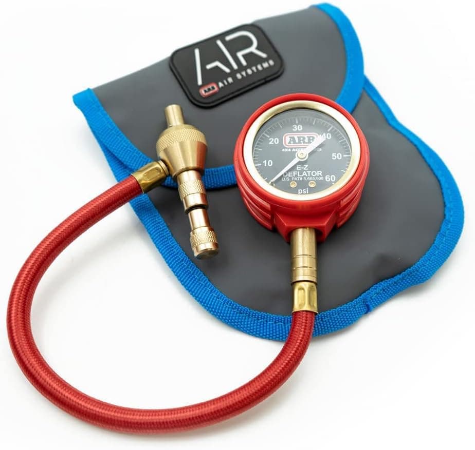 ARB ARB505 E-Z Deflator Kit 10-60 PSI Tire Pressure Gauge Rapid Air Down Offroad Kit With Recovery Gear Pouch