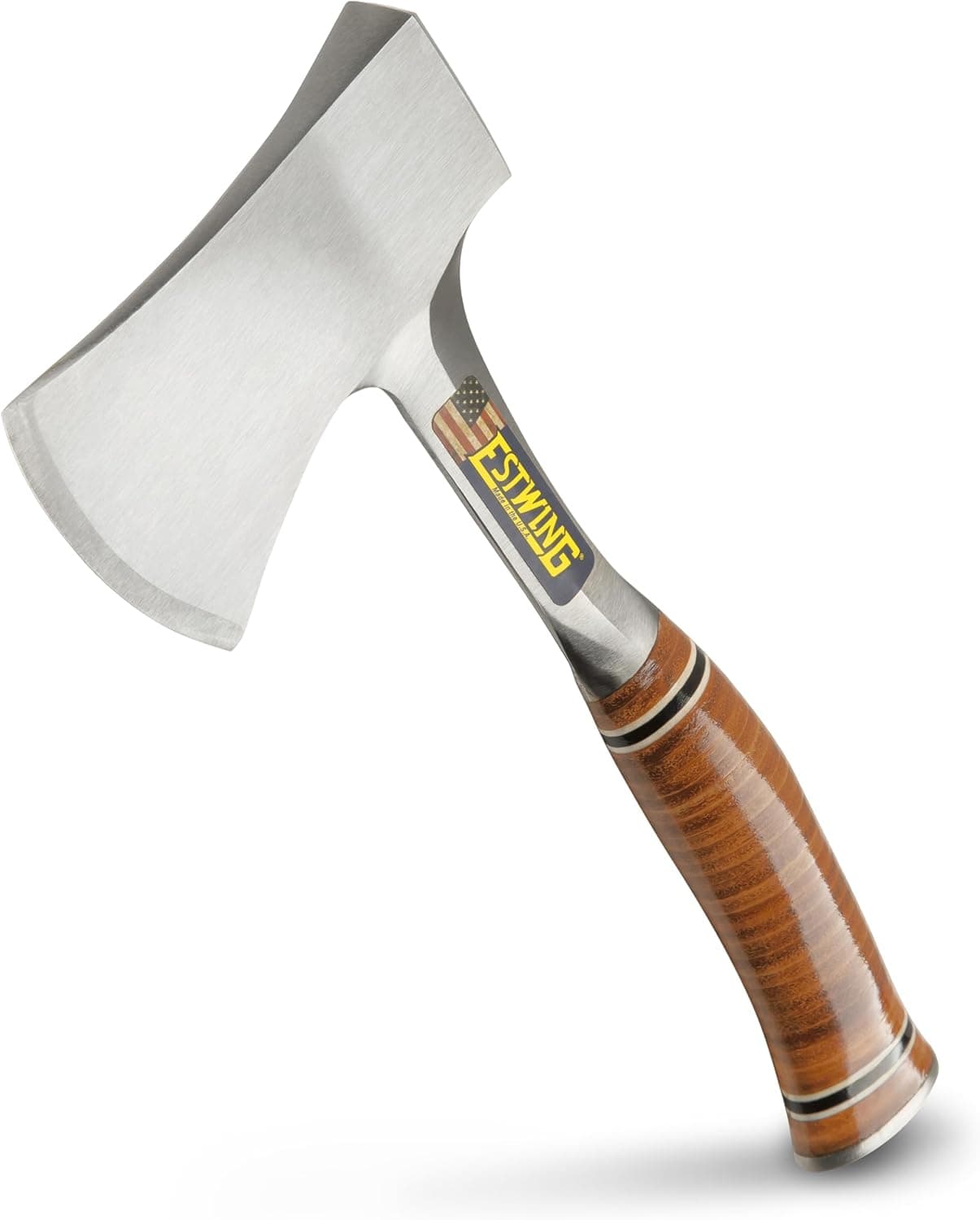 ESTWING Sportsman's Axe - 14" USA Made Camping Hatchet with Forged Steel Construction & Leather