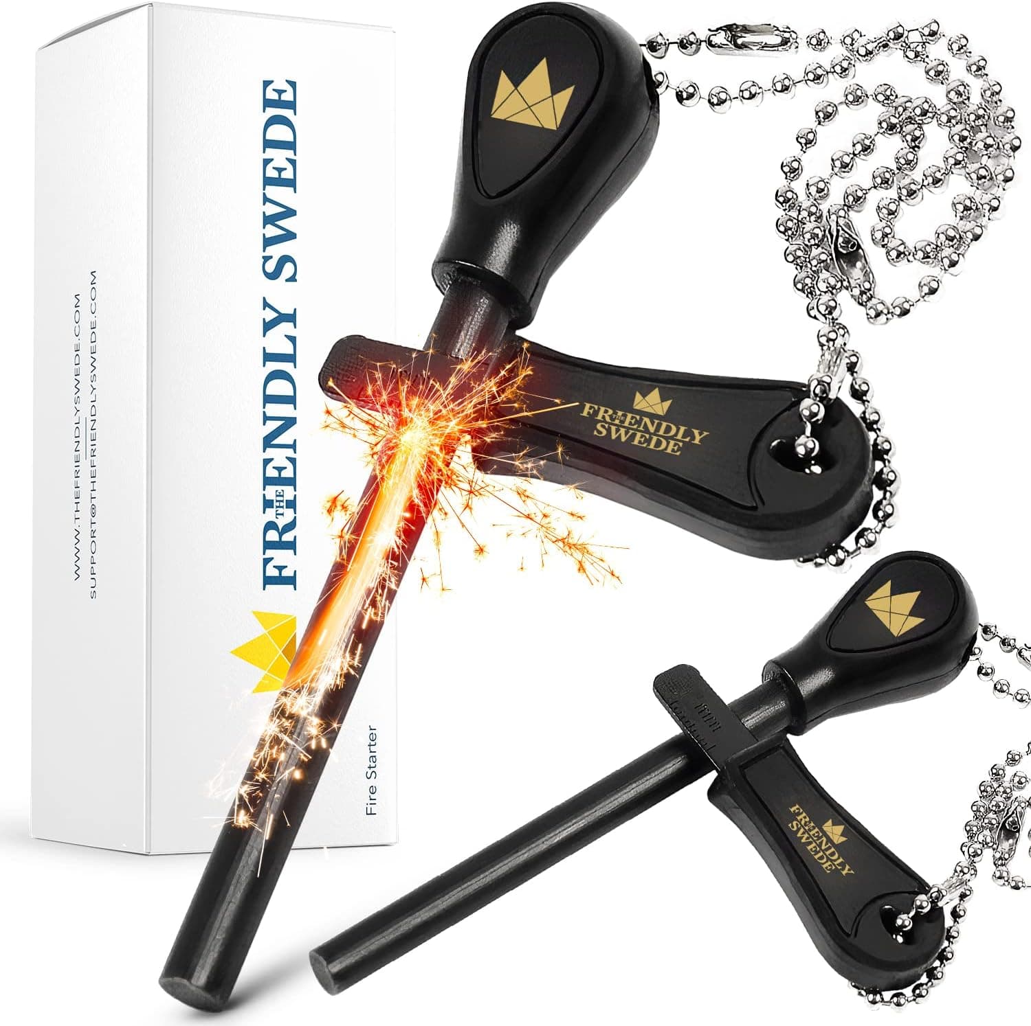 The Friendly Swede Ferro Rod Fire Starter Tool 2-Pack