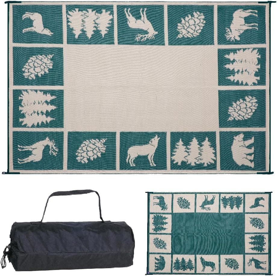 Stylish Camping 226094 6x9 ft Reversible Plastic Straw Outdoor Mat
