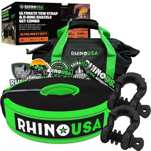 Rhino USA Recovery Combo Kit - 30ft Tow Strap & D-Ring Shackles