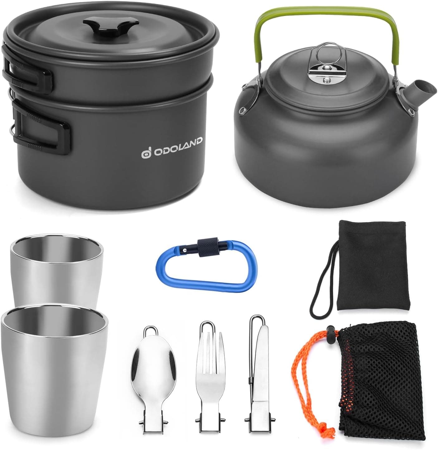Odoland Camping Cookware Mess Kit Pot Pan Kettle
