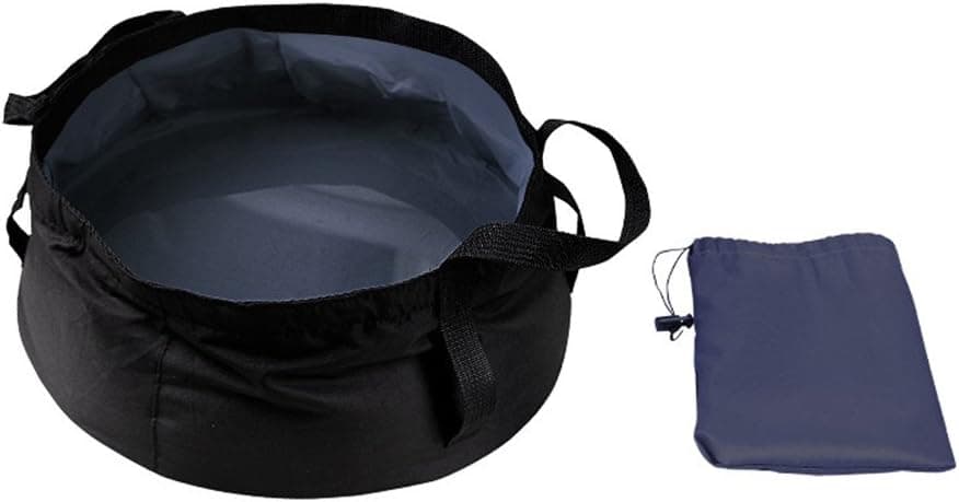 Collapsible Wash Basin Folding Bucket Portable Tub Oxford Water Sink Container 8.5L - Ultralight Compact Waterproof (Dark Blue)