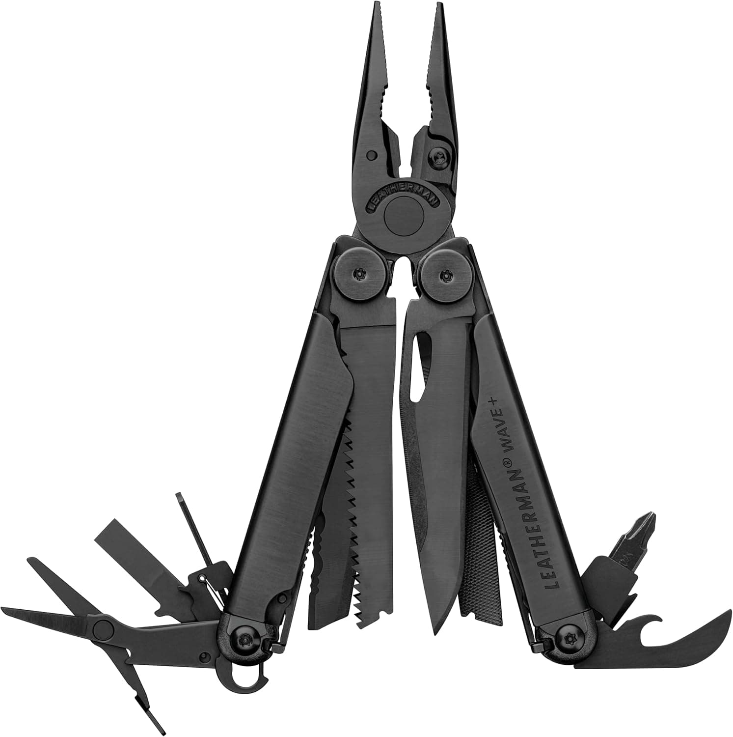 Leatherman Wave Plus Multi-Tool, 18 Tools with Lockable Blades, Made in USA, Black with Molle H