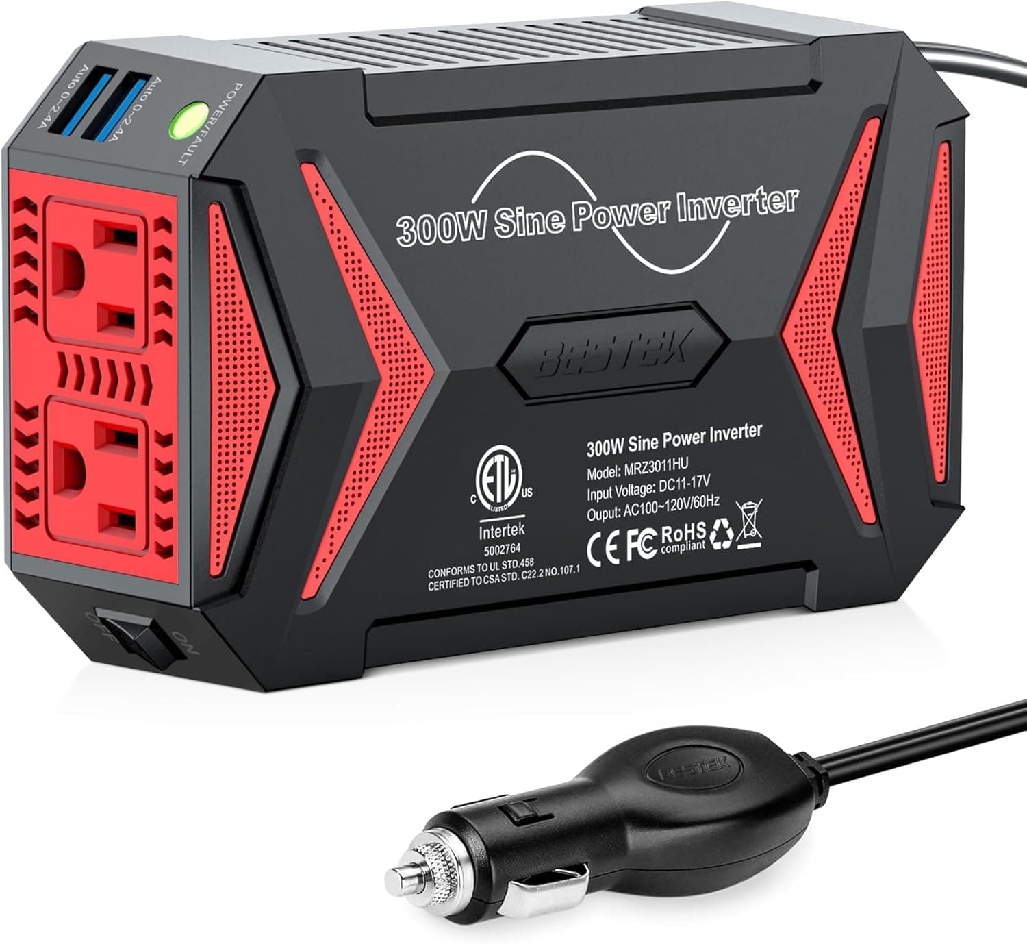 BESTEK 300W Power Inverter 12V to 110V with Dual USB