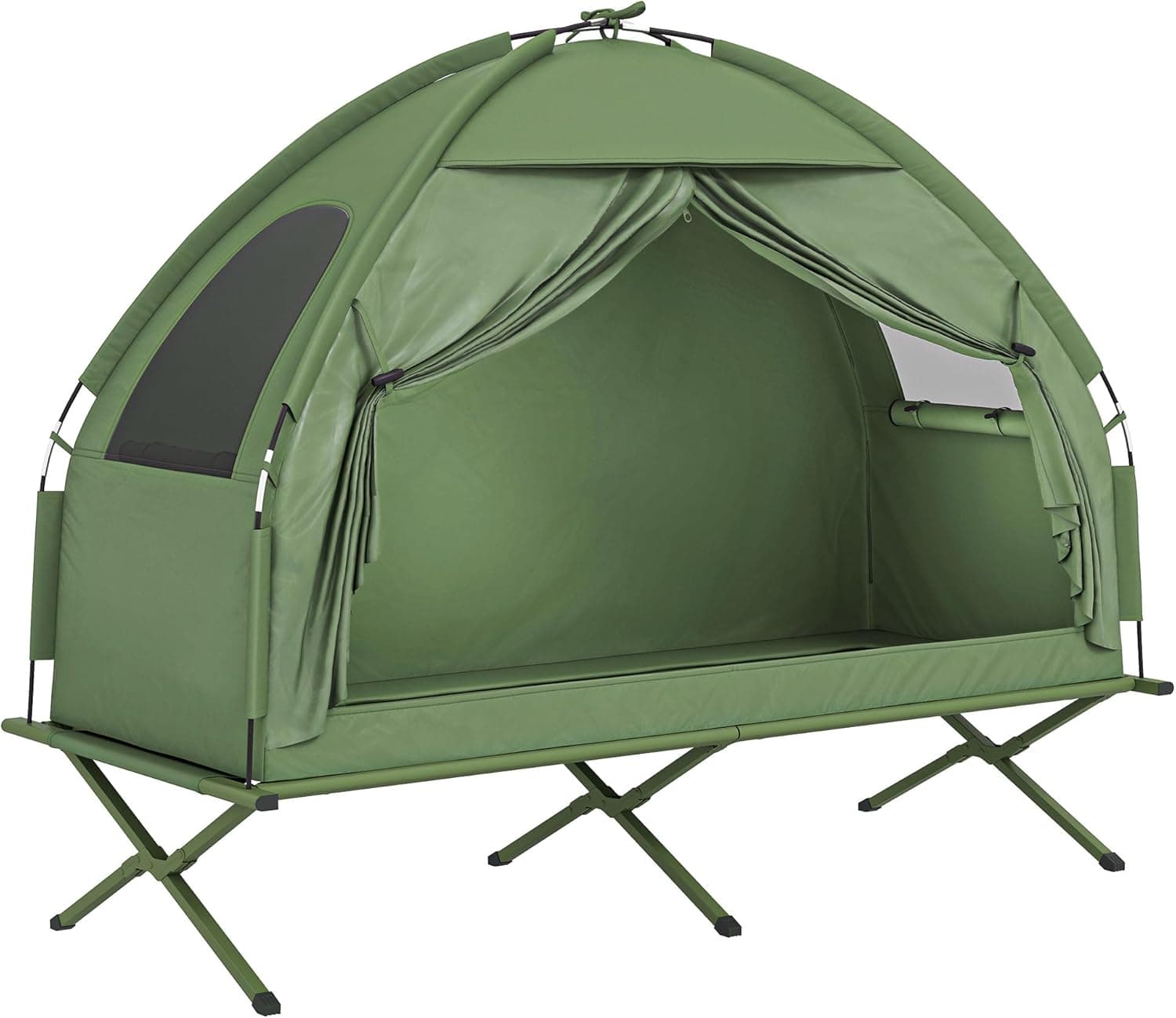 Outsunny Camping Tent Cot, Single Person Folding Cot Combo, Off-Ground Tent, Covered Outdoor Bed with Carry Bag