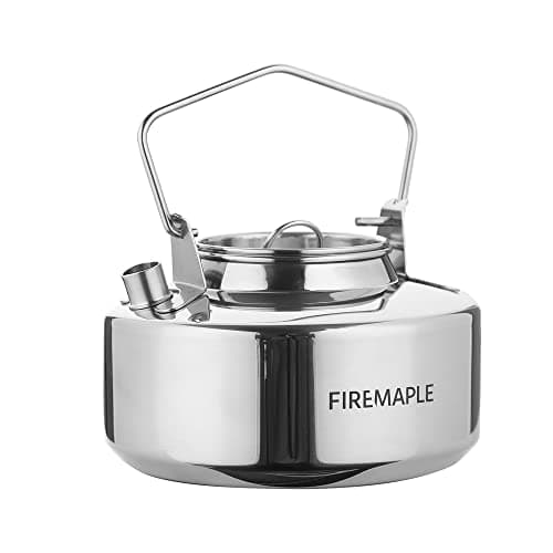 Fire-Maple Antarcti Camping Kettle Stainless Steel Camp Tea Pot, 1L | Fast Heat Conduction, Self-standing & Self-locking Handle, Open-Fire Safe, Food Grade Stainless Steel, 1L, 295g