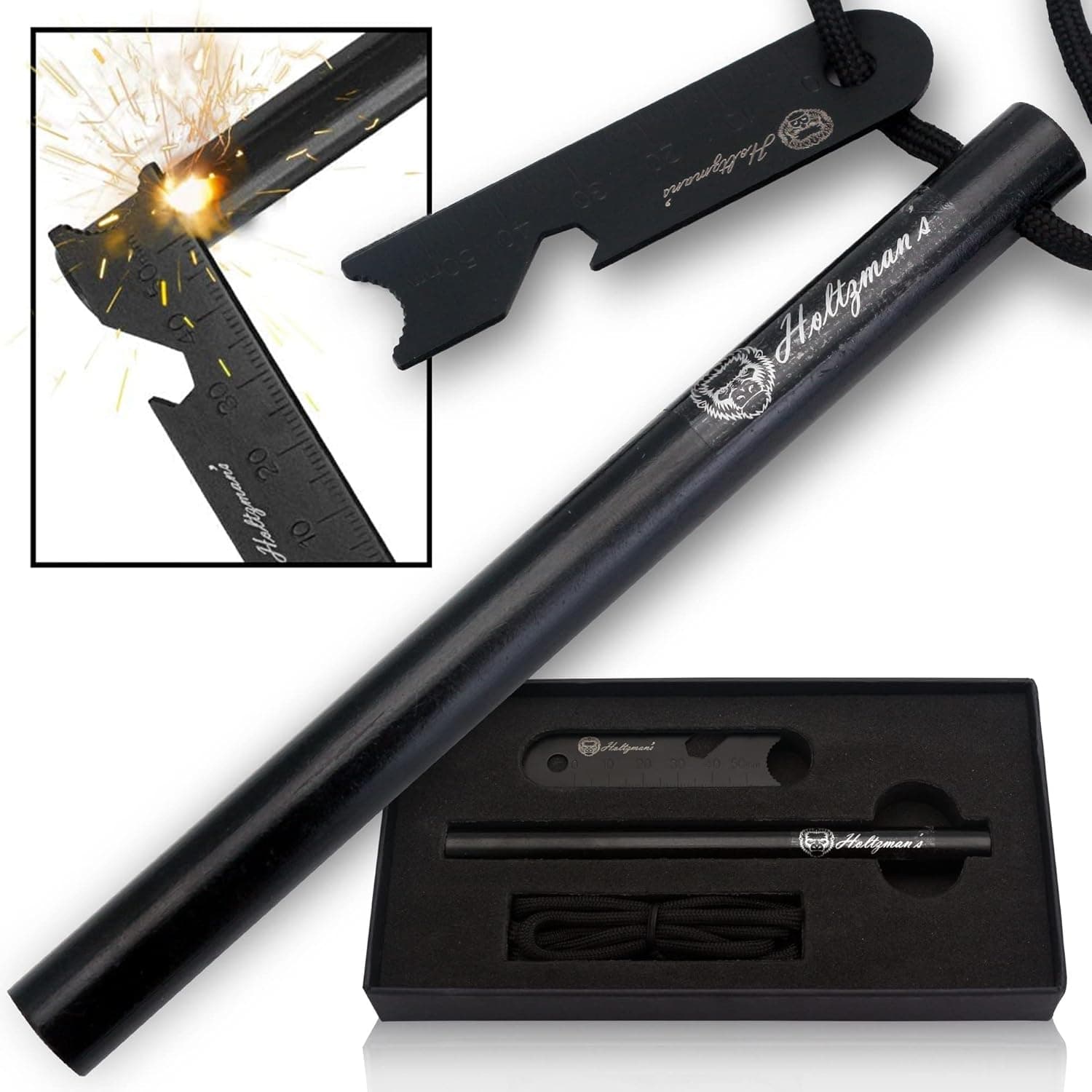Holtzman's Gorilla Survival Ferro Rod Fire Starter Kit with Paracord & Scraper