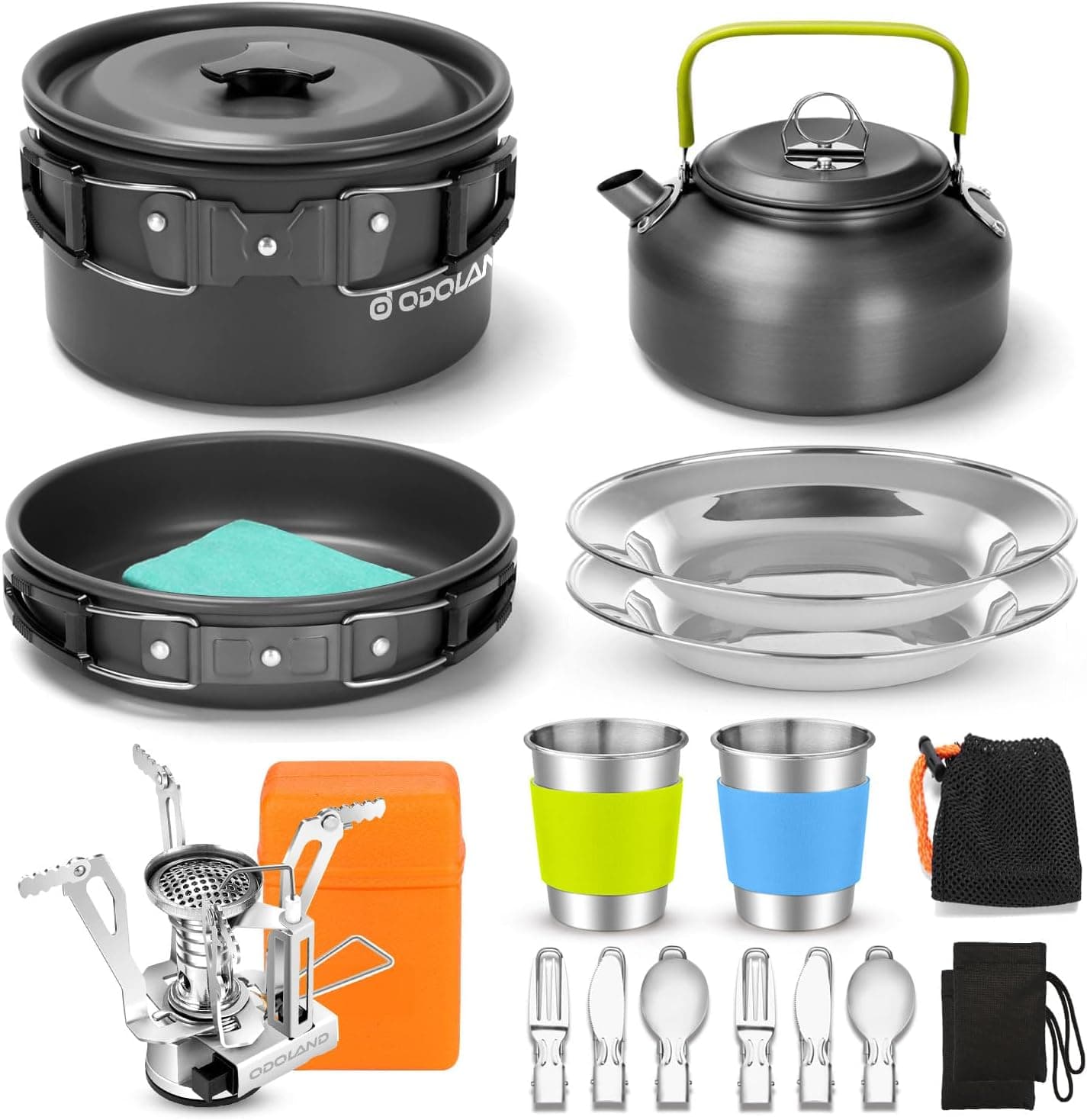 Odoland 16pcs Camping Cookware Set with Stove