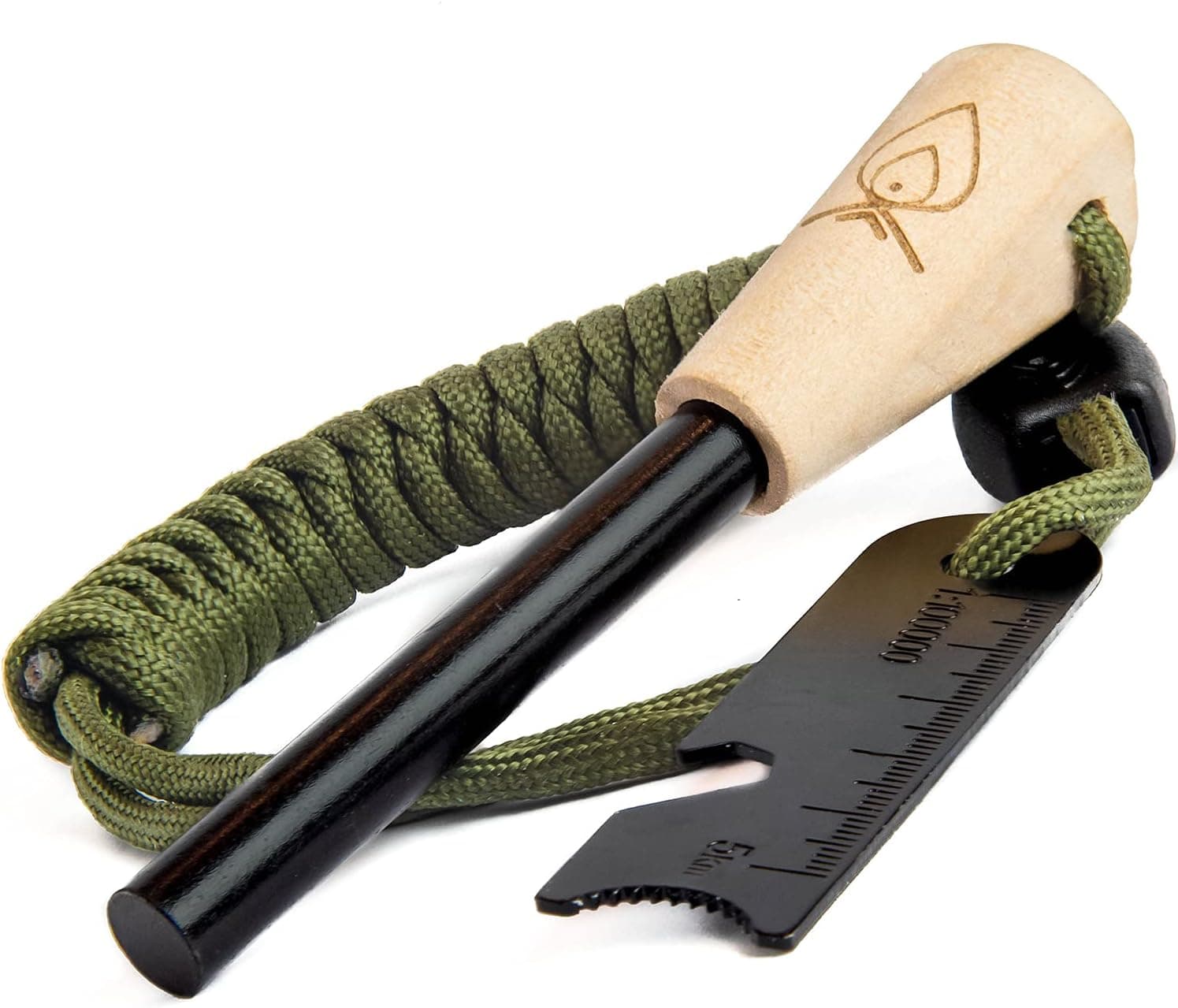 Texas Bushcraft Fire Starter 3/8" Ferro Rod with Striker and Paracord Lanyard