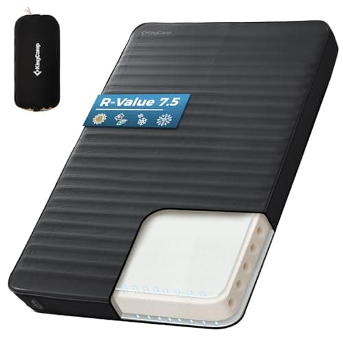 KingCamp Premium Double Camping Mattress, 7.5 R-Value, 2 Person Black