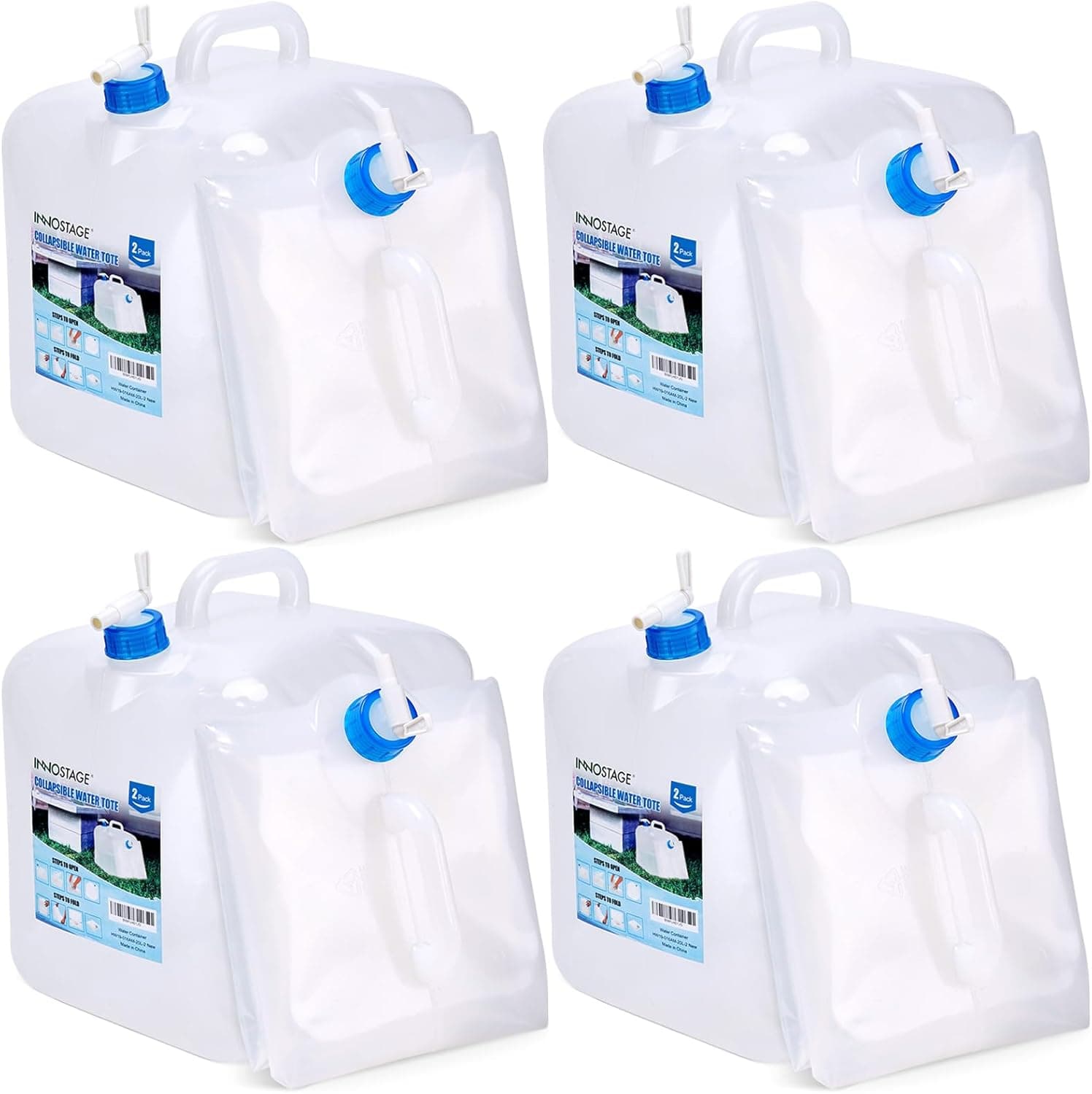 INNO STAGE 2 Pack Collapsible Water Container 5.3 Gallon with Spigot, Camping Water Jug