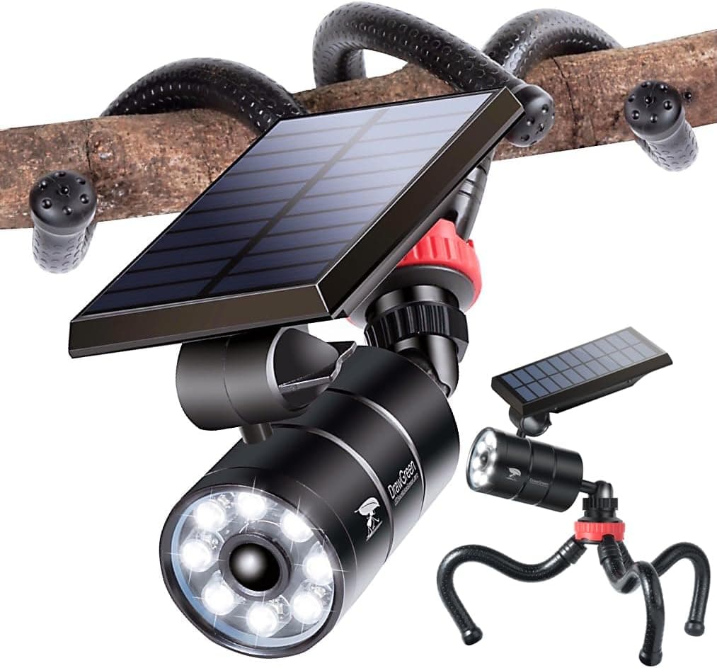 DrawGreen Camping Motion Sensor Light, Solar Spot Light Outdoor Aluminum Alloy LED Flood Light