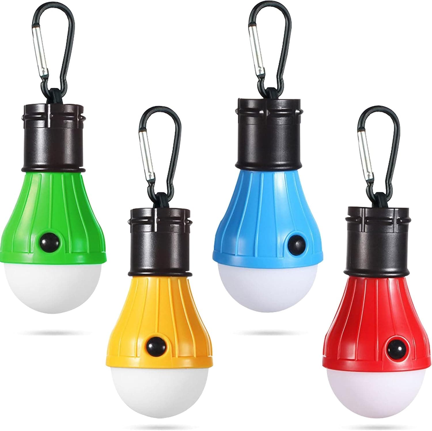 LED Camping Tent Lantern, Portable Waterproof Emergency Light Bulb with Clip Hook (4 Packs, Multi-Color)