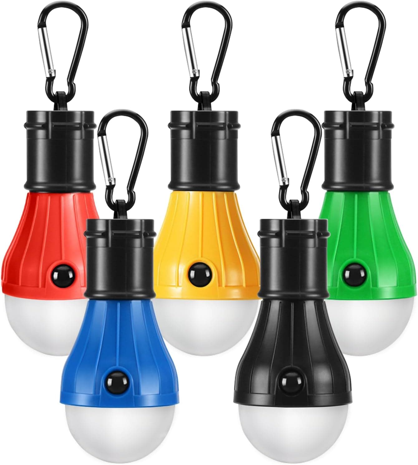 PEMOTech LED Camping Lantern 5 Packs, Portable Camping Lights with Clip Hook, 4 Lighting Modes