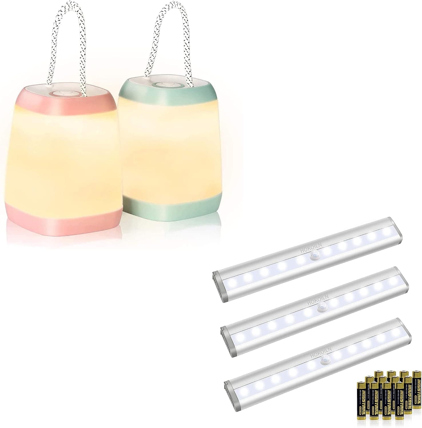 LED Camping Lantern & Motion Sensor Light with Batteries