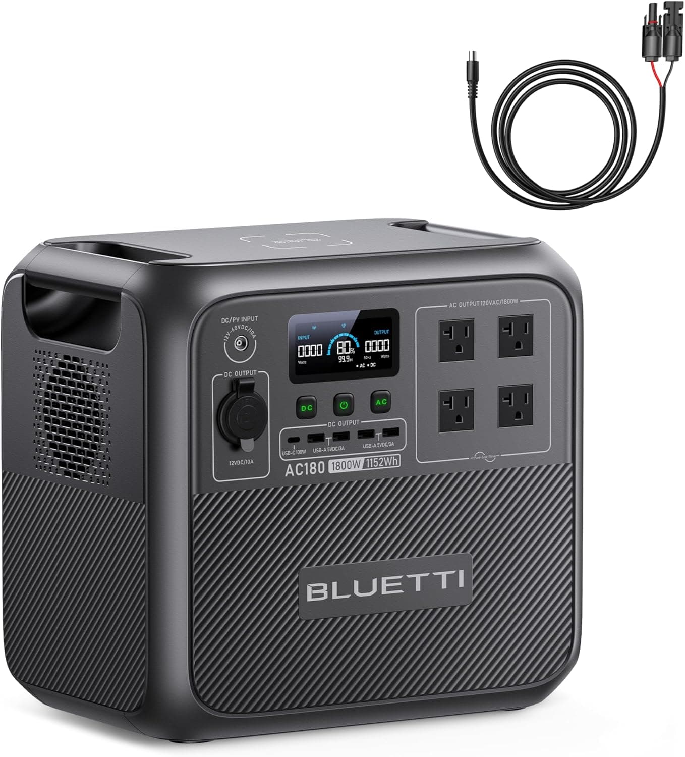 BLUETTI AC180 Portable Power Station 1152Wh 1800W