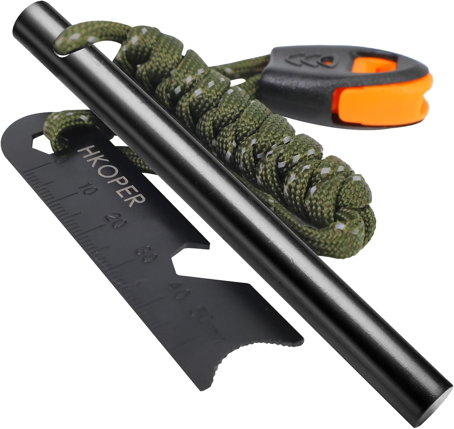 Hkoper 6-in-1 Magnesium Fire Starter Ferro Rod Survival Kit