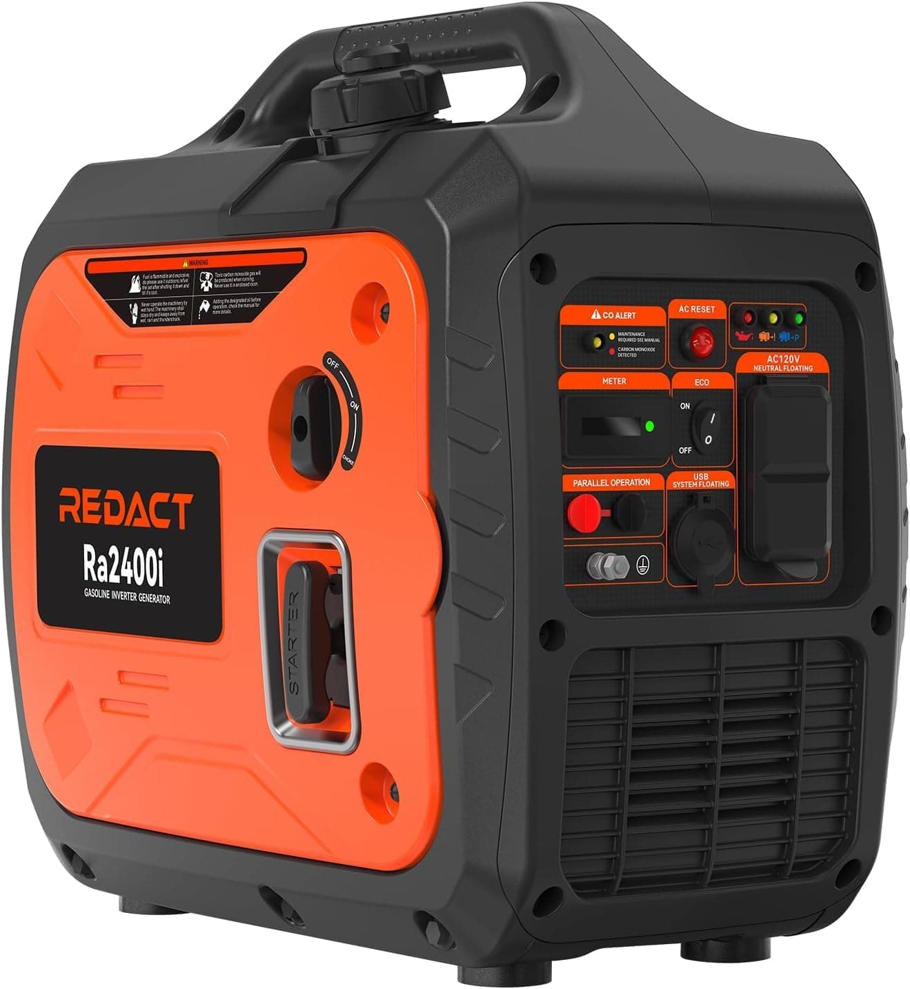 2400W Lightweight Portable Inverter Generator, Eco-Mode, CO Protection