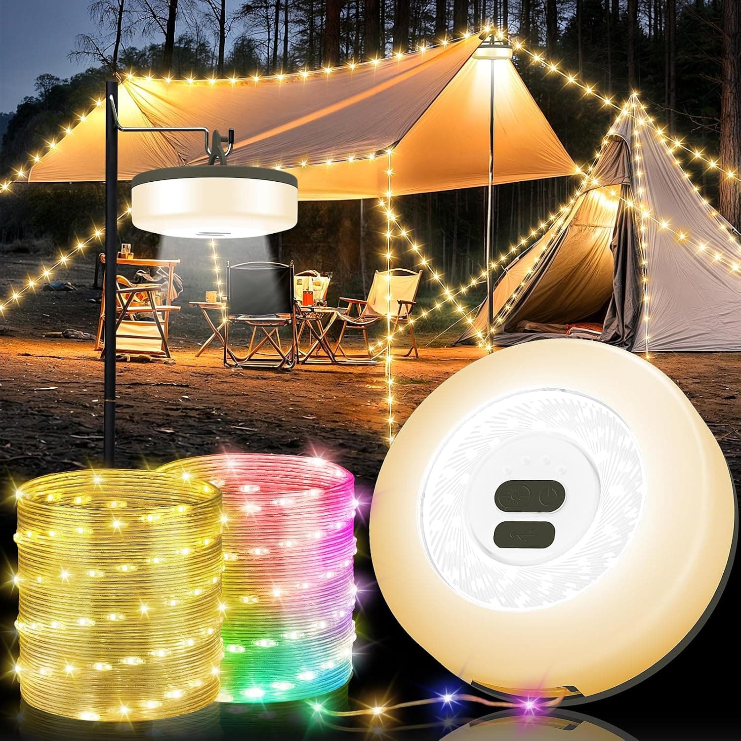 UGDLUCK Camping String Lights 9 Lighting Modes