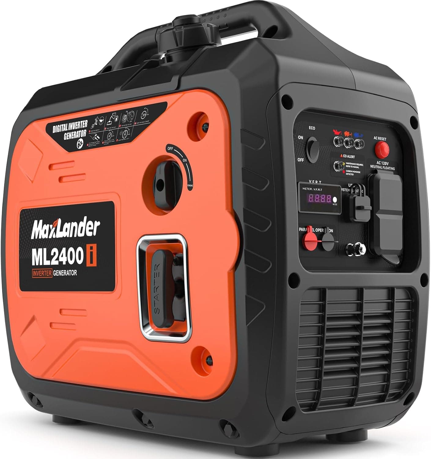 MAXLANDER 2400-Watt Portable Inverter Generator, Quiet Gas Powered