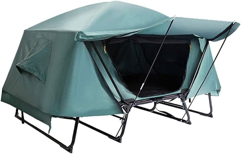 Foldable Camping Off-Ground Tent, Elevated Tent Cot with Camping Bed, Collapsible Aluminum Frame, Single