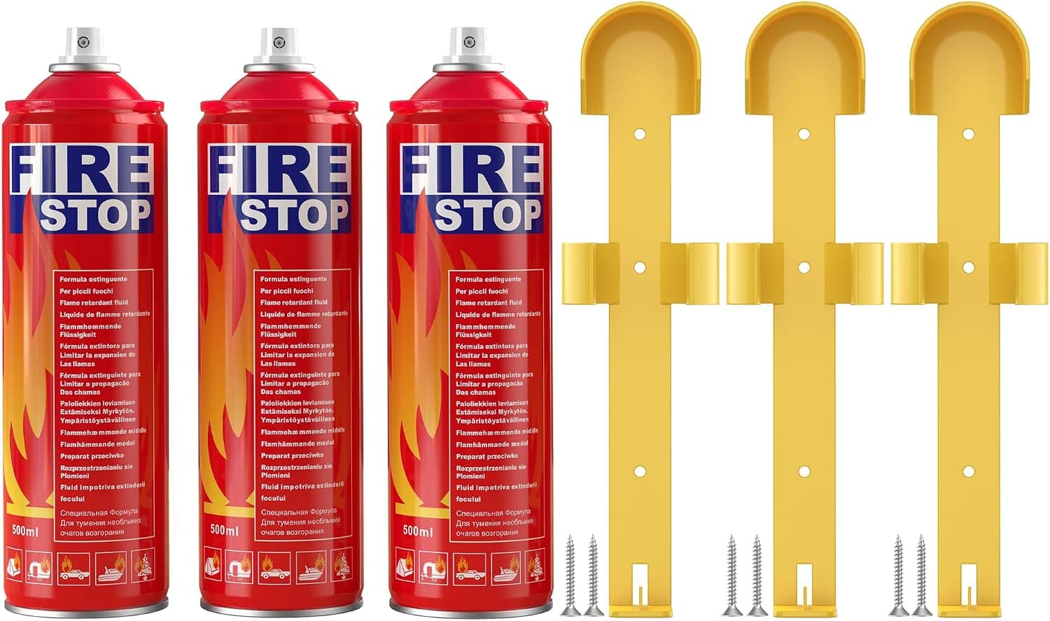 AmzBoom 3-Pack Fire Extinguisher for Home, Kitchen, Car, Camping & Electronics - ABC/K Class with Mounts
