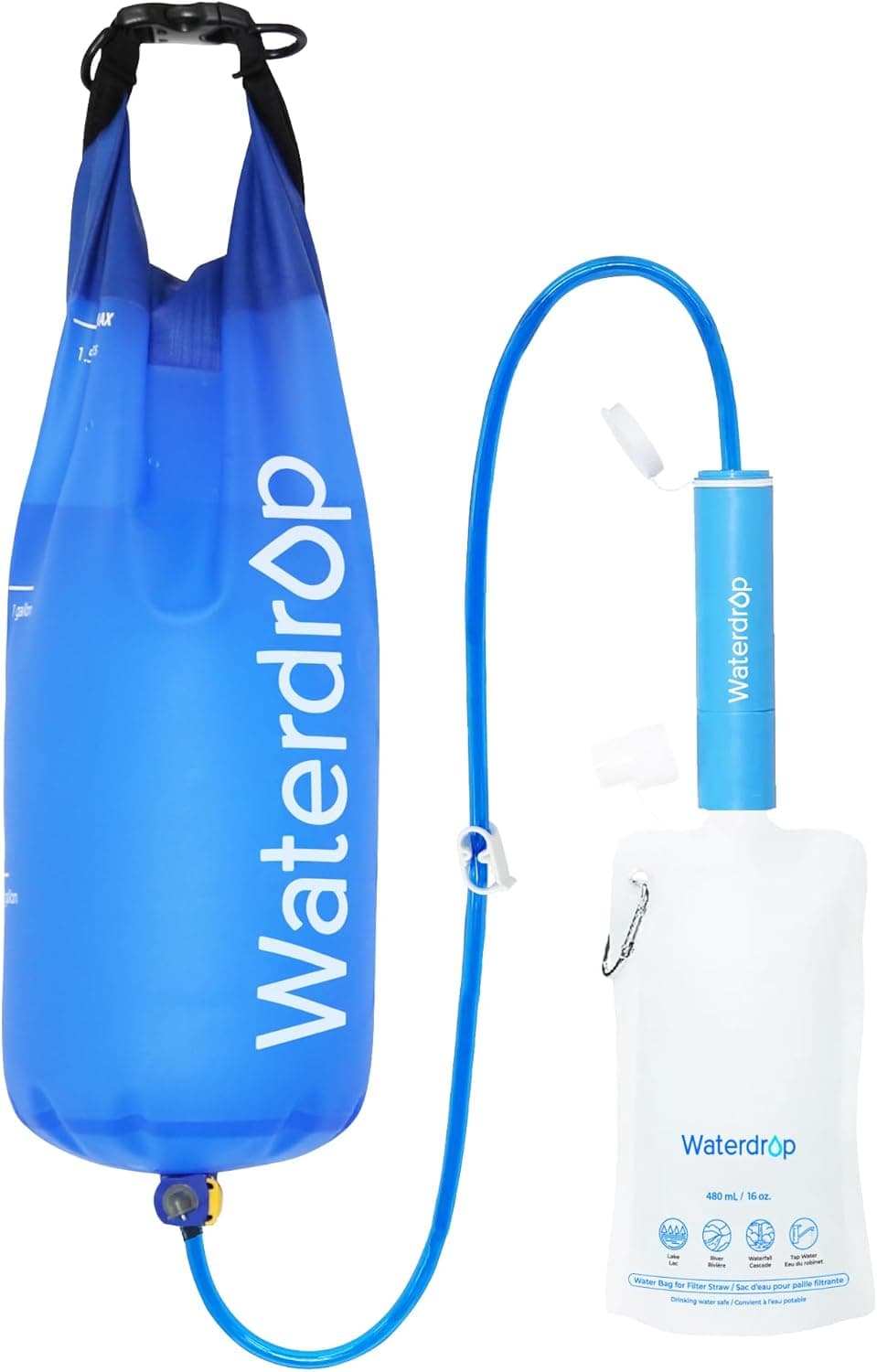 Waterdrop Gravity Water Filter Straw Camping Filtration System 1.5 gal