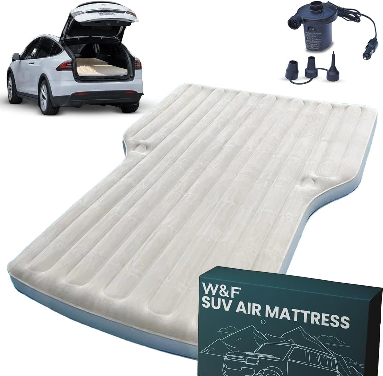 WEY&FLY Premium SUV Air Mattress (Extra Thick, Electric Pump)