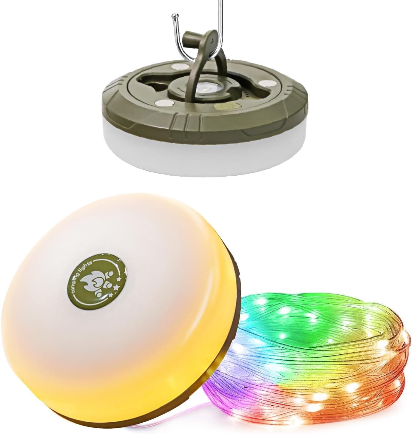 HAMLITE Camping String Lights 29.5 ft (Rechargeable 3-in-1)