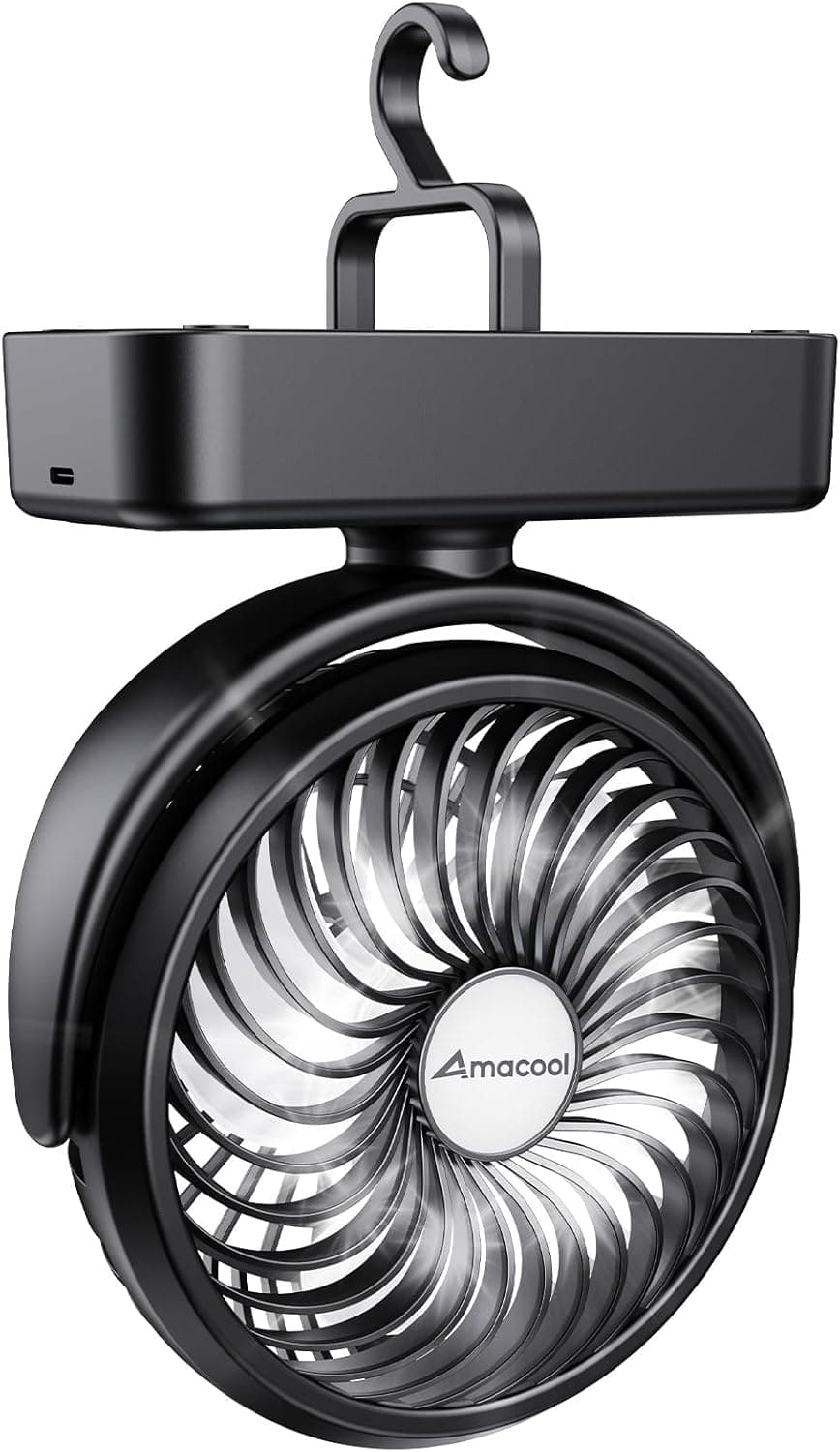 AMACOOL Camping Fan with LED Lantern (40h Runtime)