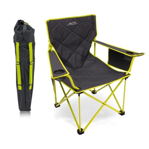 ALPS Mountaineering King Kong Camping Chairs for Adults with Mesh Cup Holders and Pockets, Built Durable and Reliable with Compact Foldable Steel Frame, Charcoal/Citrus